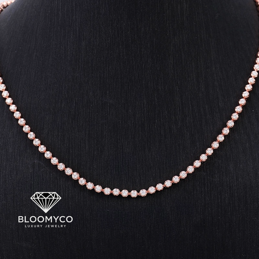 14K Real Rose Gold Moissanite Tennis Chain