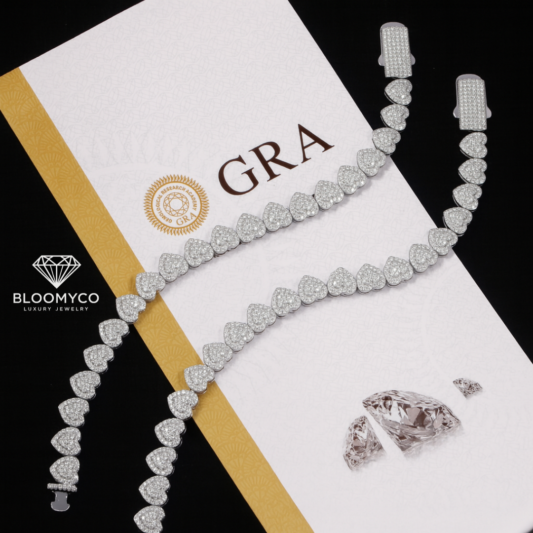 White Gold 10mm Heart Bracelet