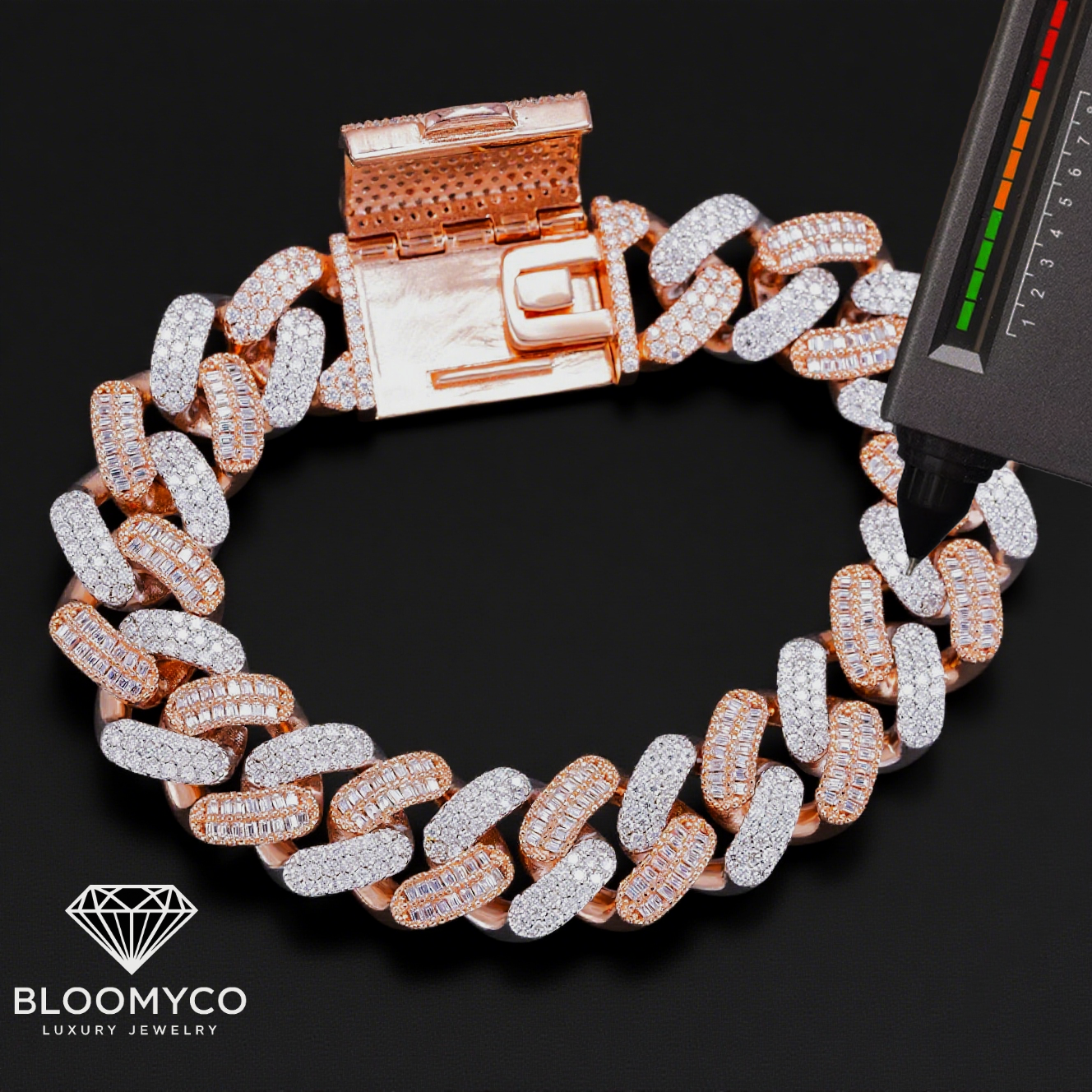 16MM Two-Tone Silver Moissanite Cuban Bracelet – Heavy Iced Statement Piece