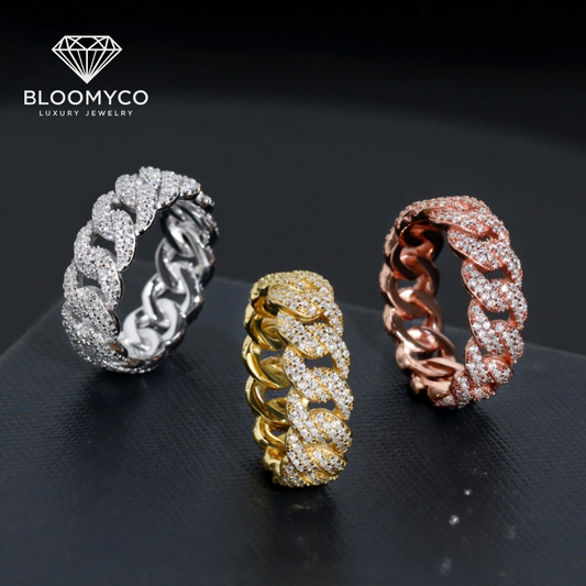 18k Gold Iced Cuban Link Ring