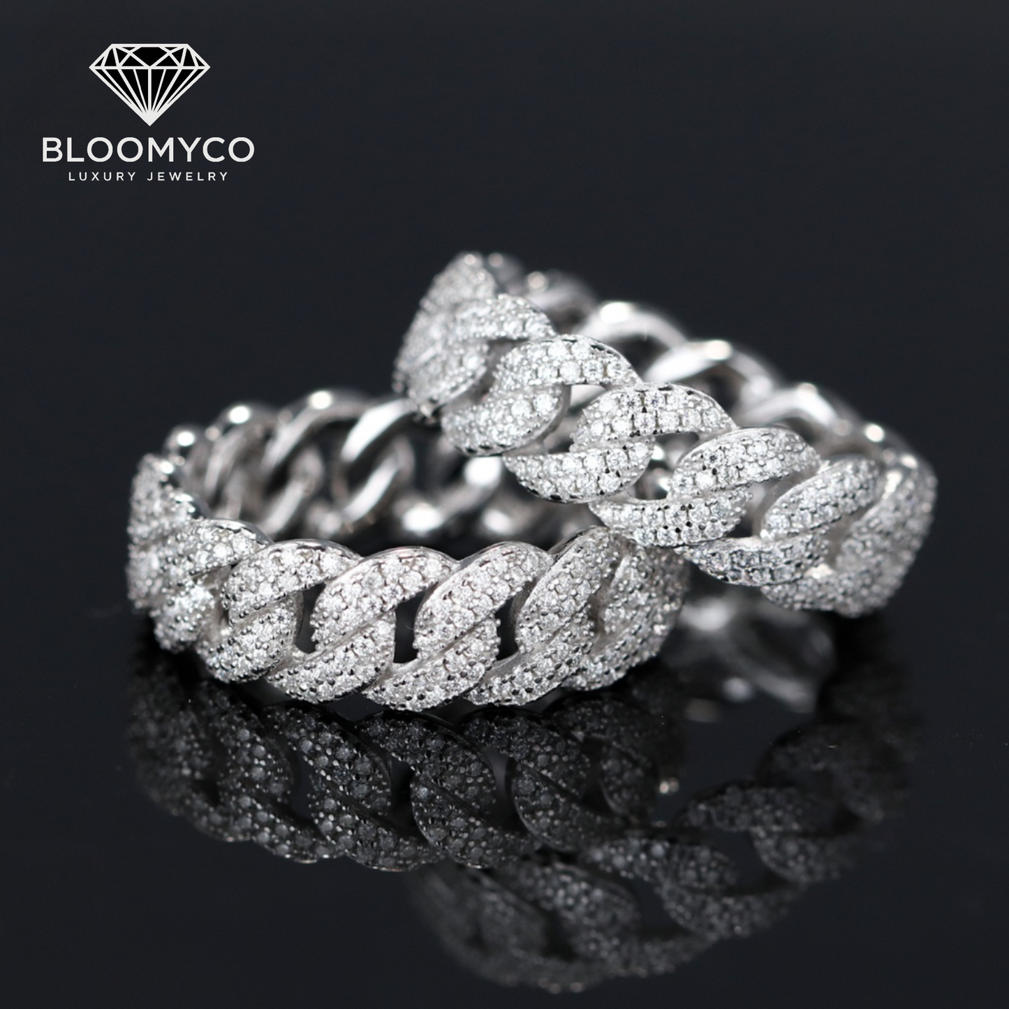 18k Gold Iced Cuban Link Ring