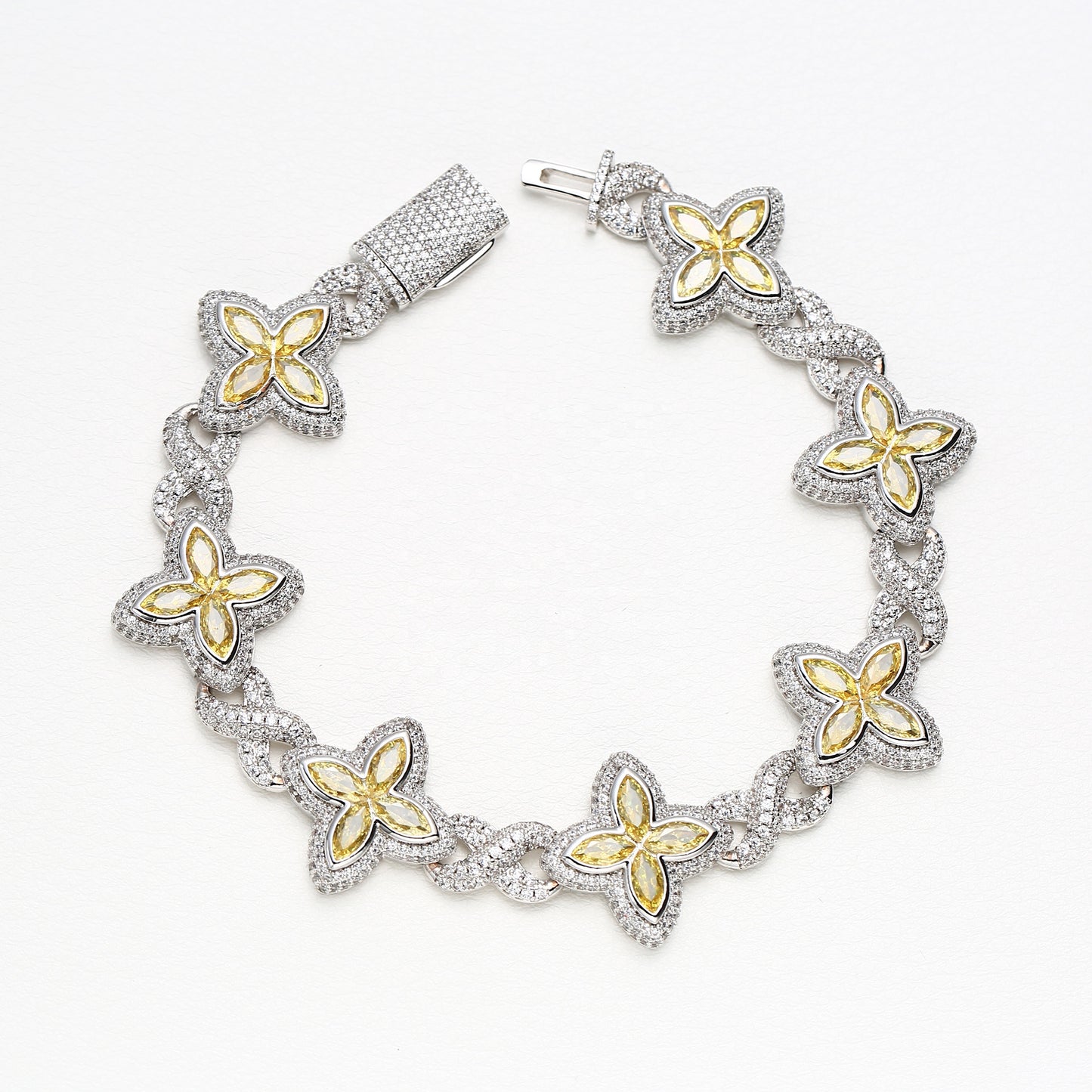 CZ Clover bracelet big stone
