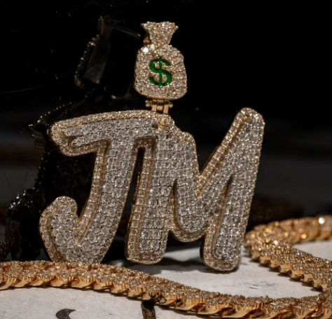 Custom Heart Bail Fully Iced Out Moissanite Raised Letter Pendant