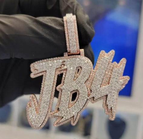 Custom Heart Bail Fully Iced Out Moissanite Raised Letter Pendant