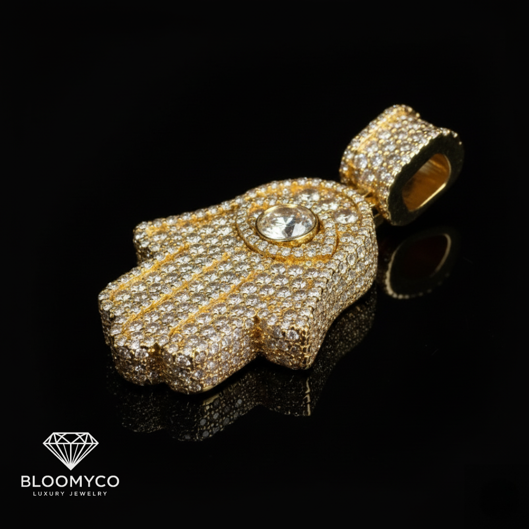 ✨ Hamsa Moissanite Pendant 10k gold