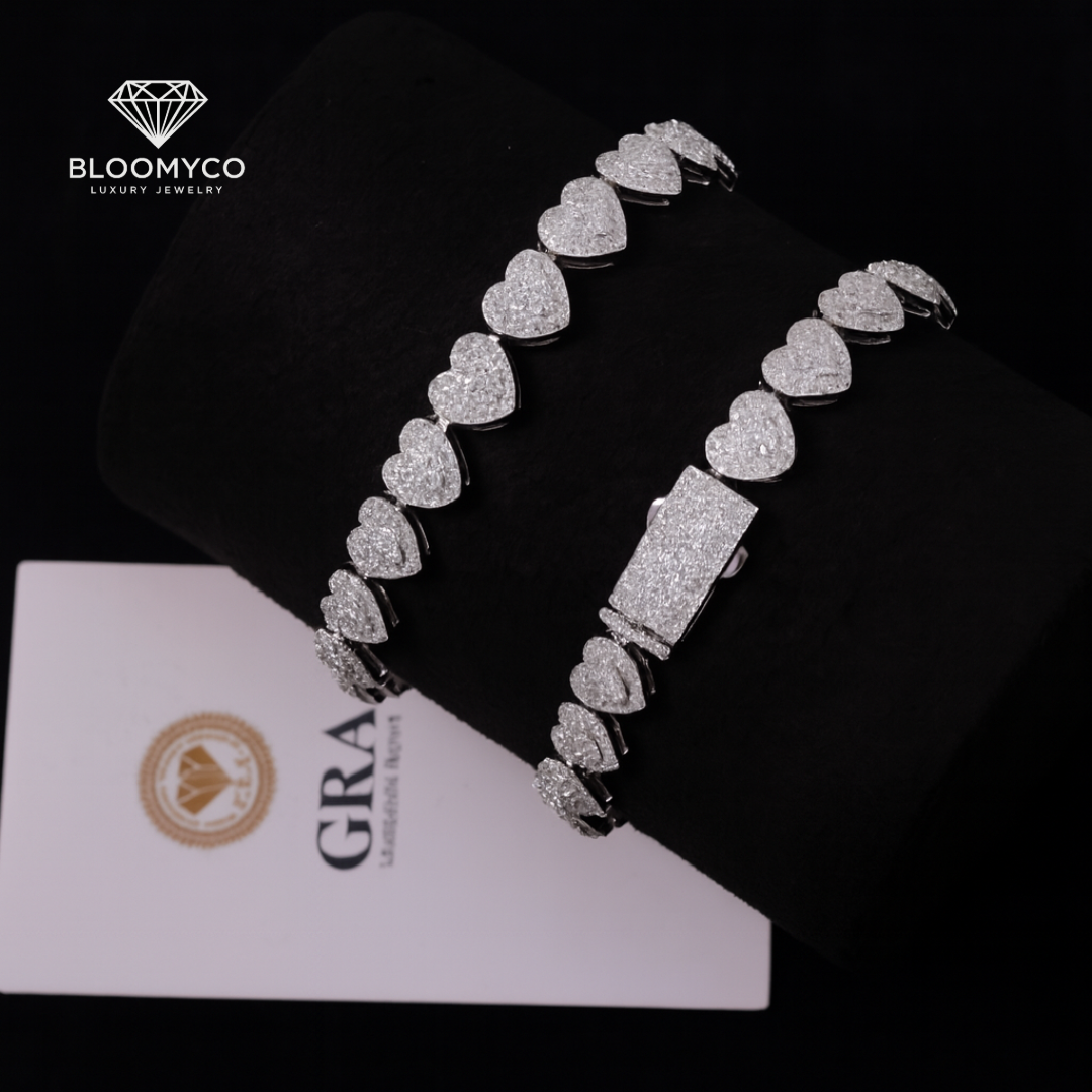 White Gold 10mm Heart Bracelet