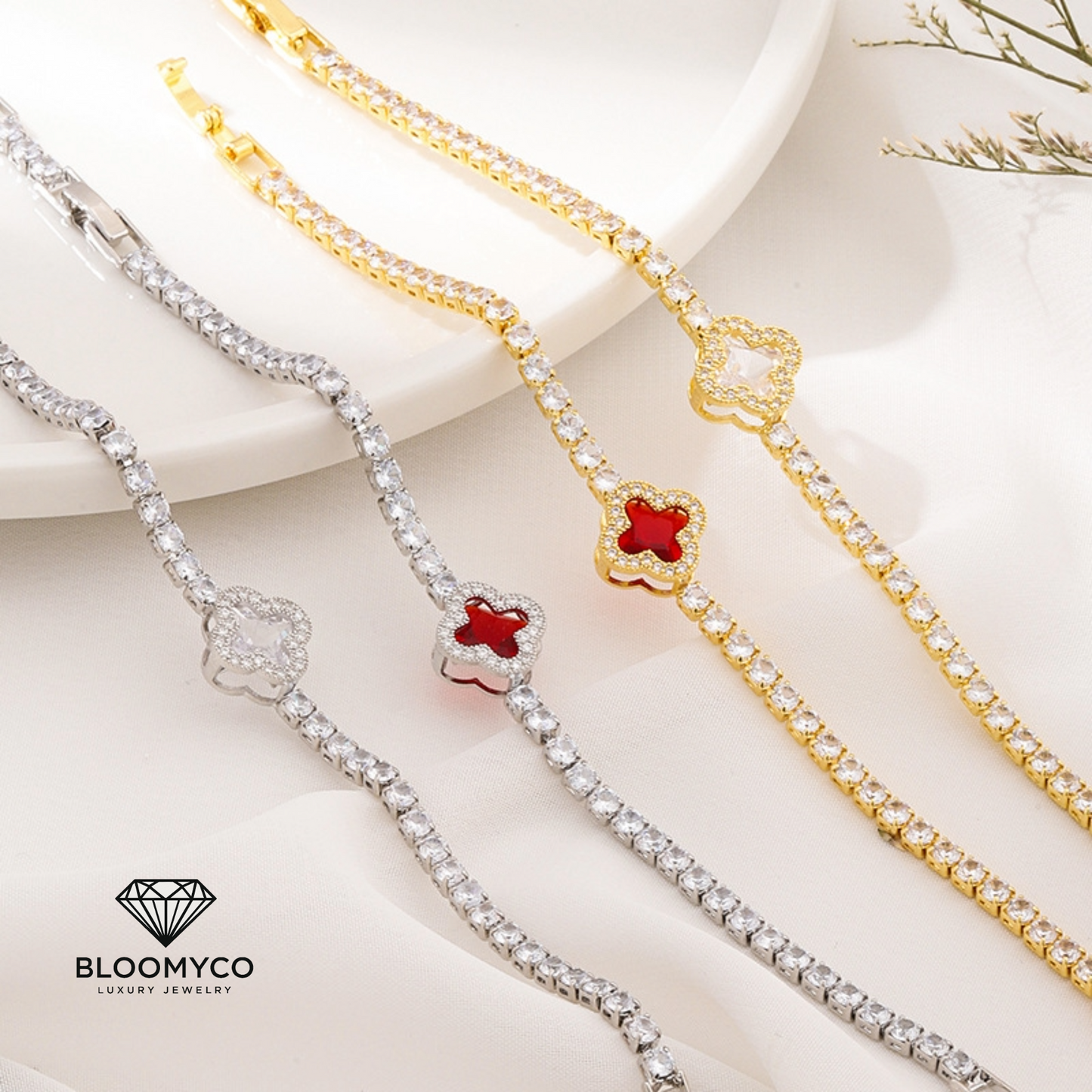 Sparkling Clover Tennis Bracelet