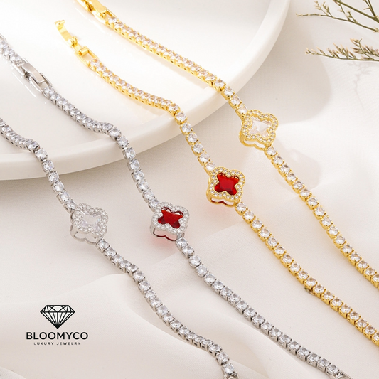 Sparkling Clover Tennis Bracelet