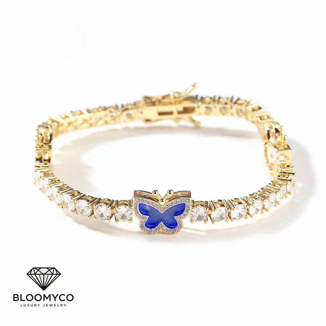 ✨ Butterfly Tennis Bracelet – CZ Iced