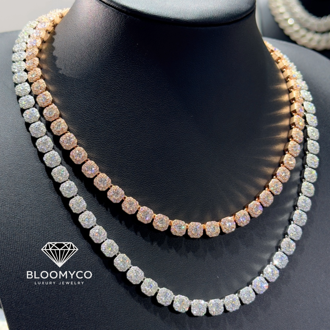 8mm Cube Tennis Chain VVS Moissanite