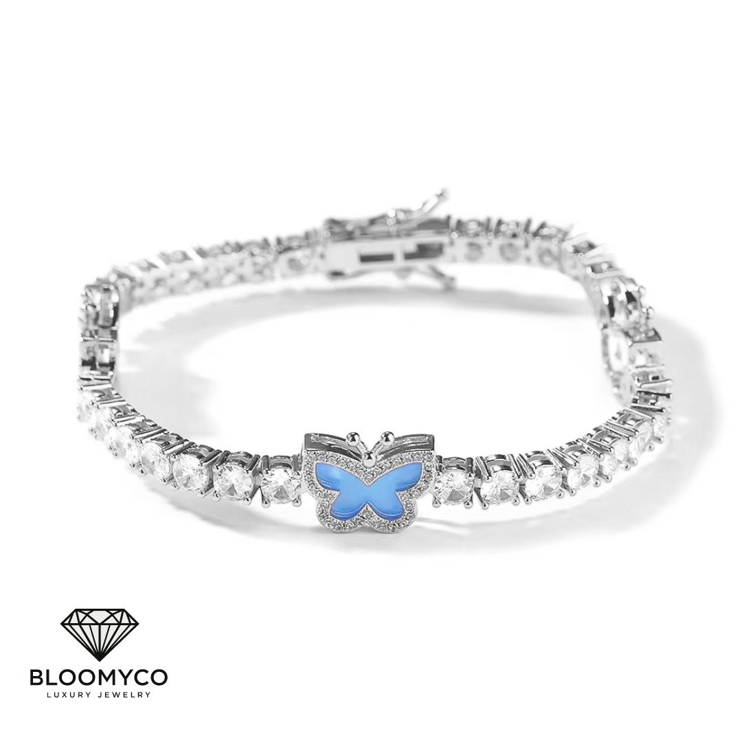✨ Butterfly Tennis Bracelet – CZ Iced