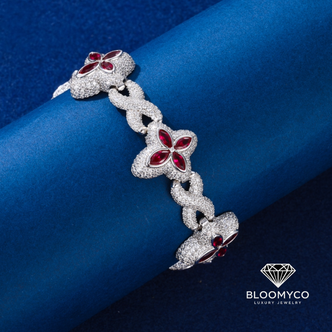 BloomyCo Ruby Blossom Moissanite Bracelet