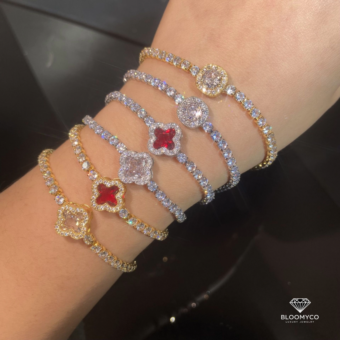 Sparkling Clover Tennis Bracelet