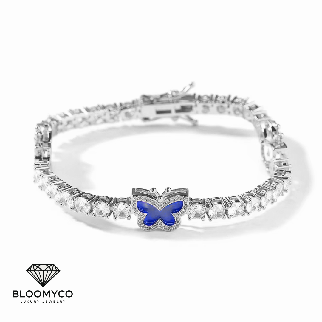 ✨ Butterfly Tennis Bracelet – CZ Iced