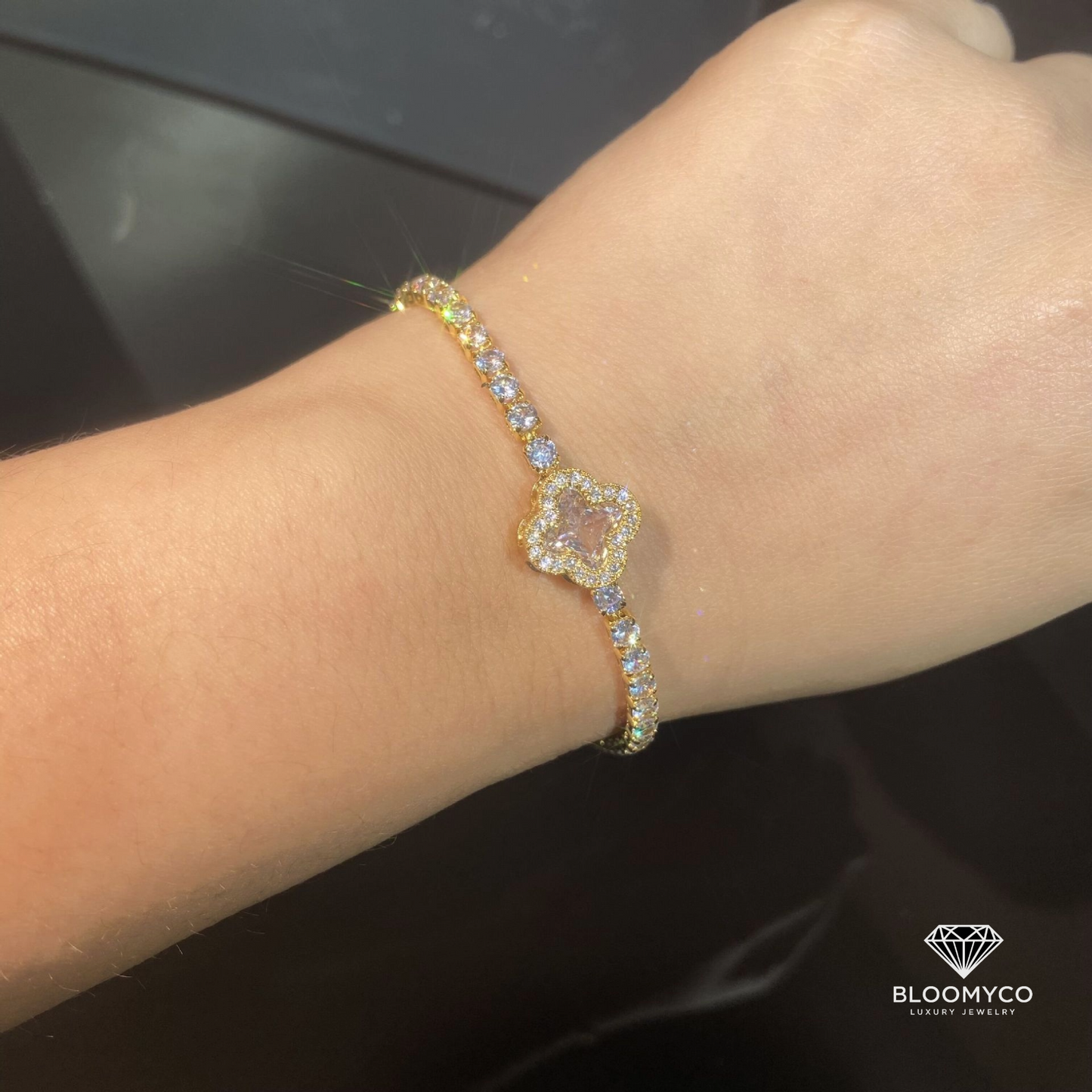 Sparkling Clover Tennis Bracelet