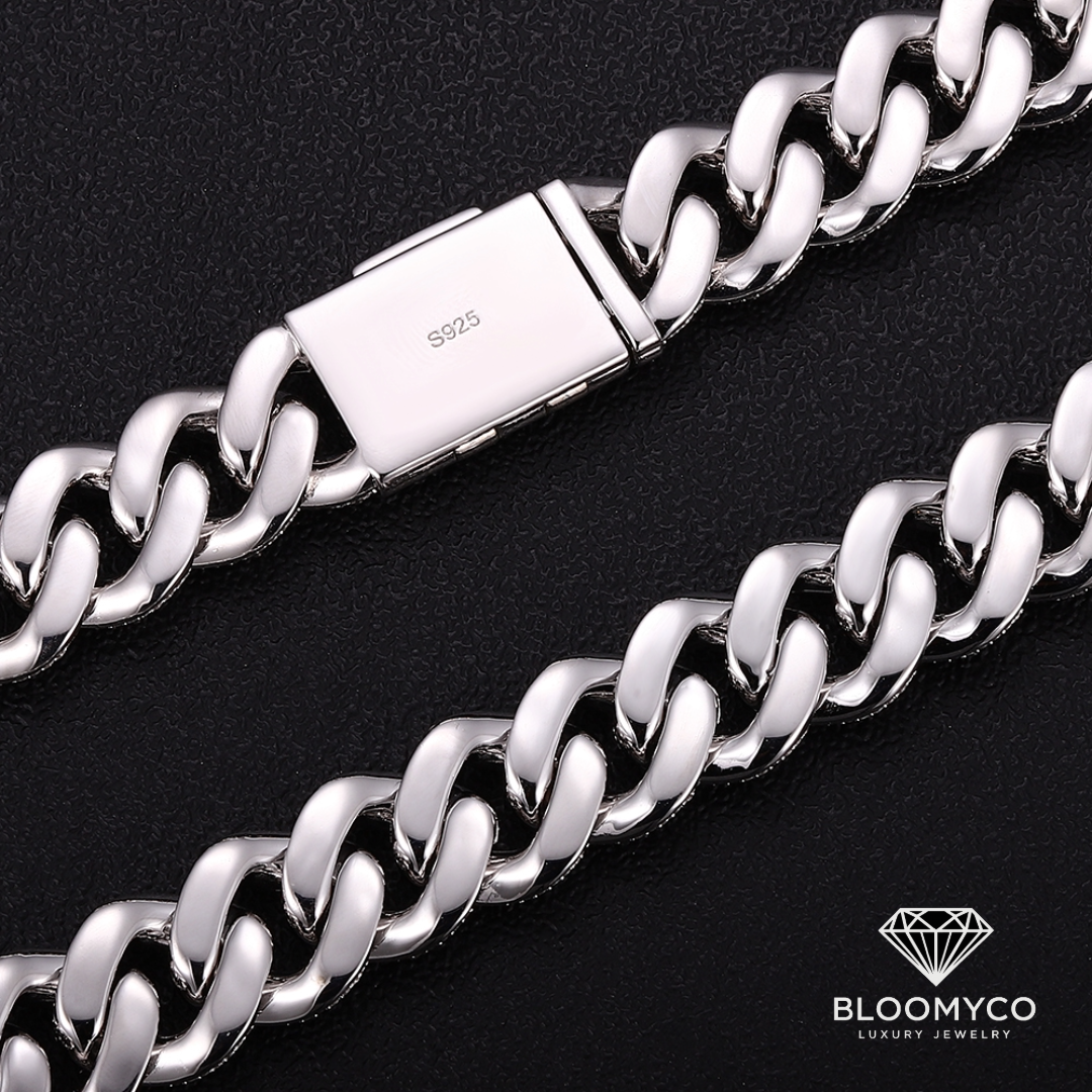 Silver and Moissanite Cuban Link Chain