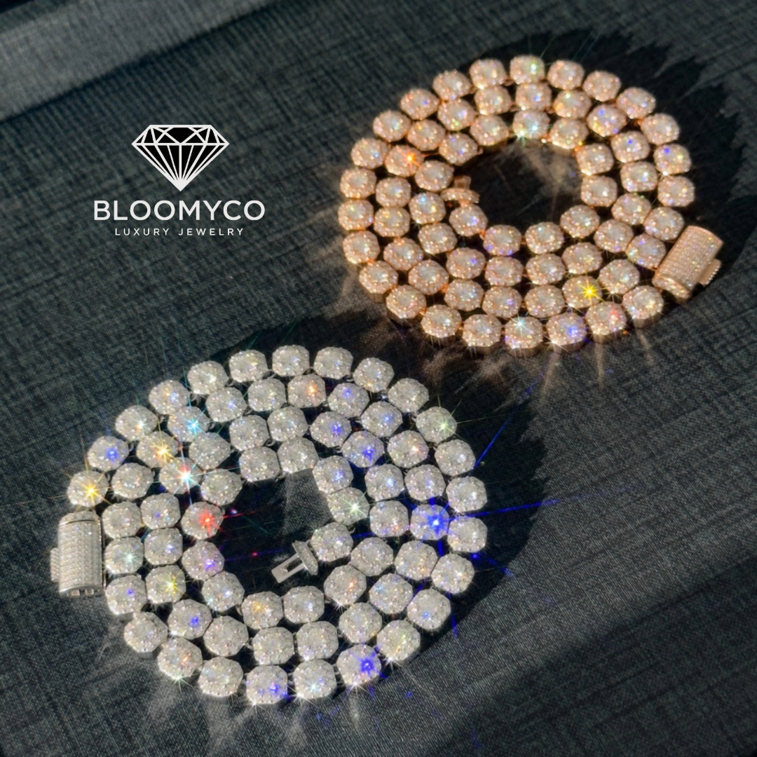 8mm Cube Tennis Chain VVS Moissanite