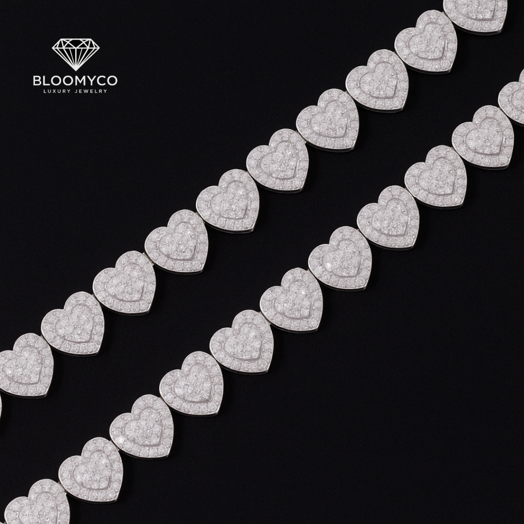 White Gold 10mm Heart Bracelet