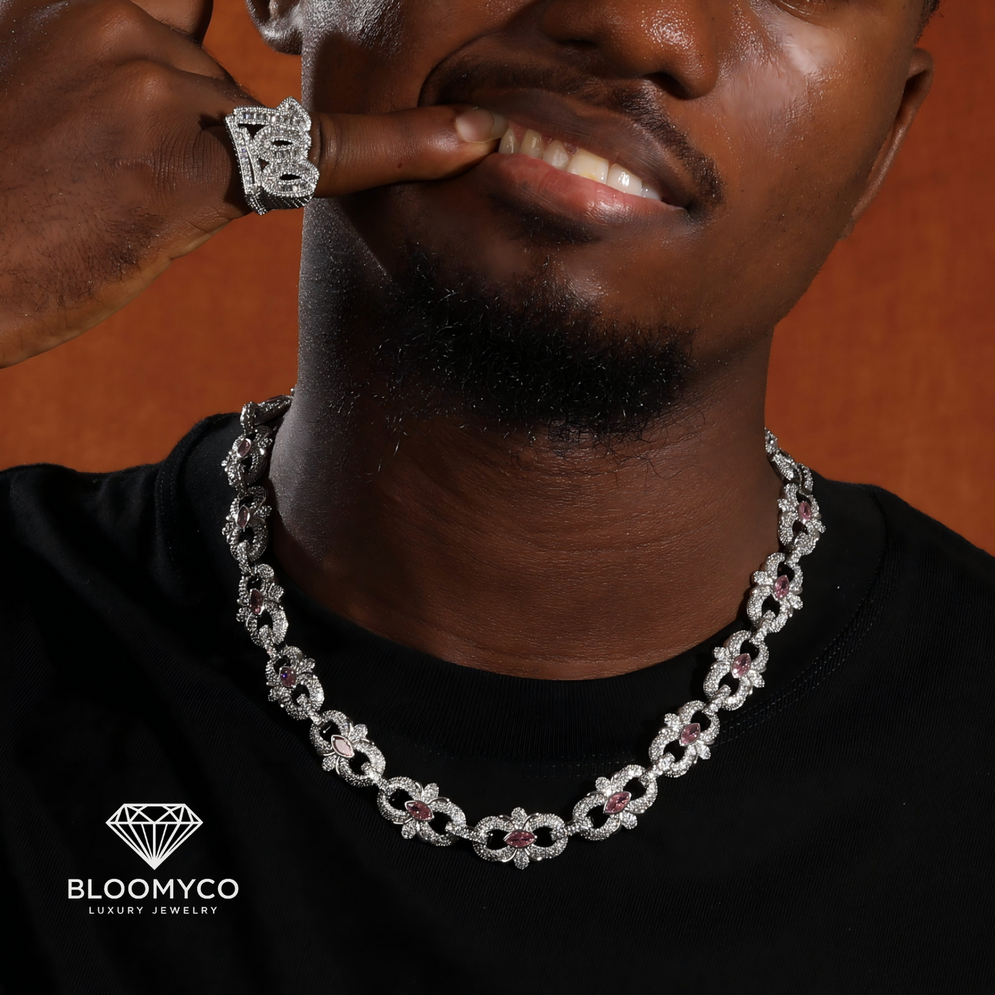 Flower Link CZ Bracelet – White Gold Plated