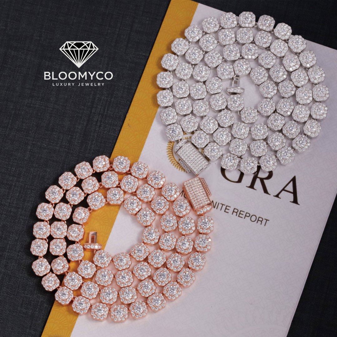 8mm Cube Tennis Chain VVS Moissanite