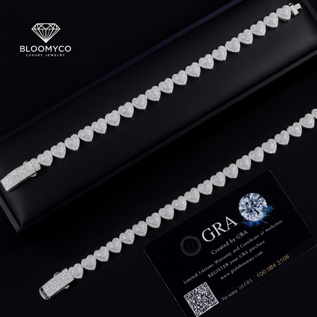 White Gold 10mm Heart Bracelet