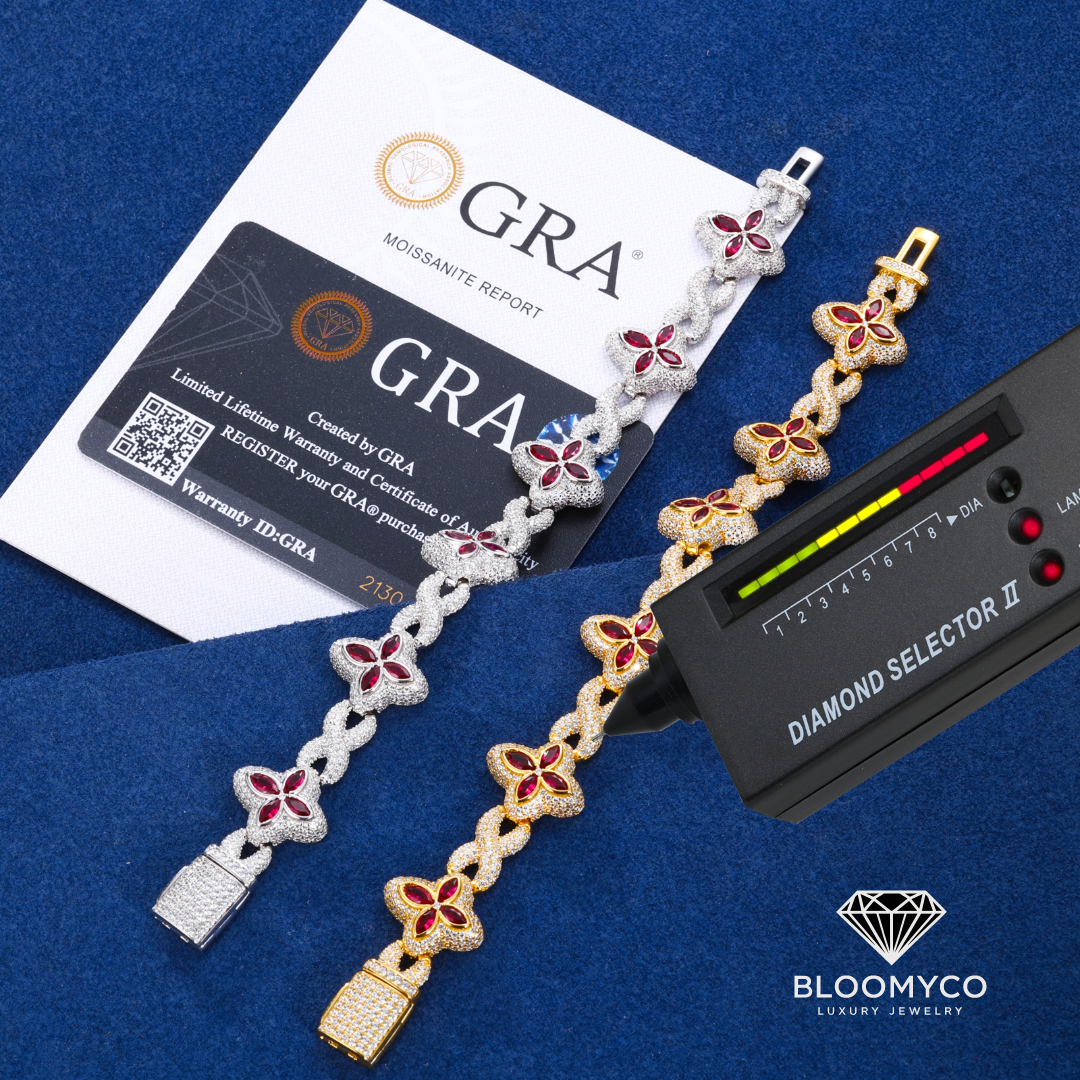 BloomyCo Ruby Blossom Moissanite Bracelet