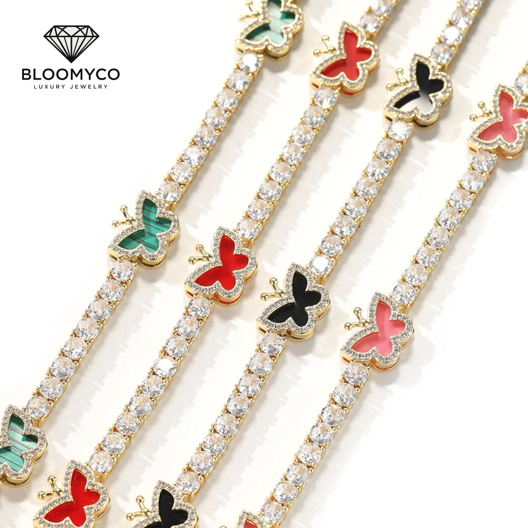 ✨ Butterfly Tennis Bracelet – CZ Iced