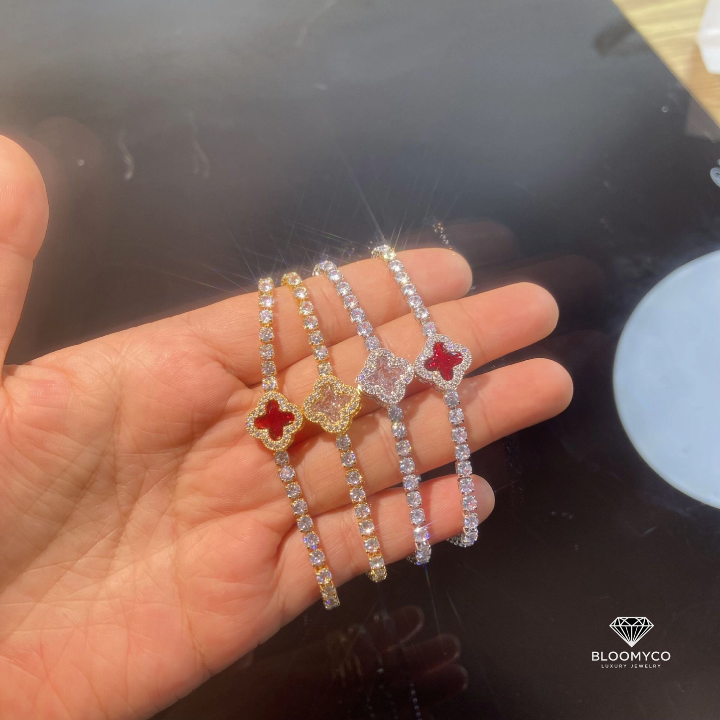 Sparkling Clover Tennis Bracelet