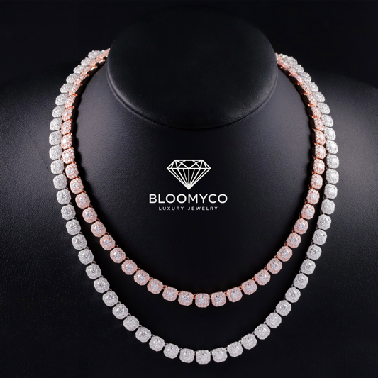 8mm Cube Tennis Chain VVS Moissanite