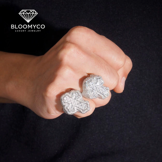Iced Out Cross Ring – BloomyCo Luxury Moissanite Statement Ring