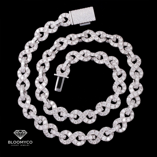 VVS Moissanite Infinity Cuban Link Necklace White Gold