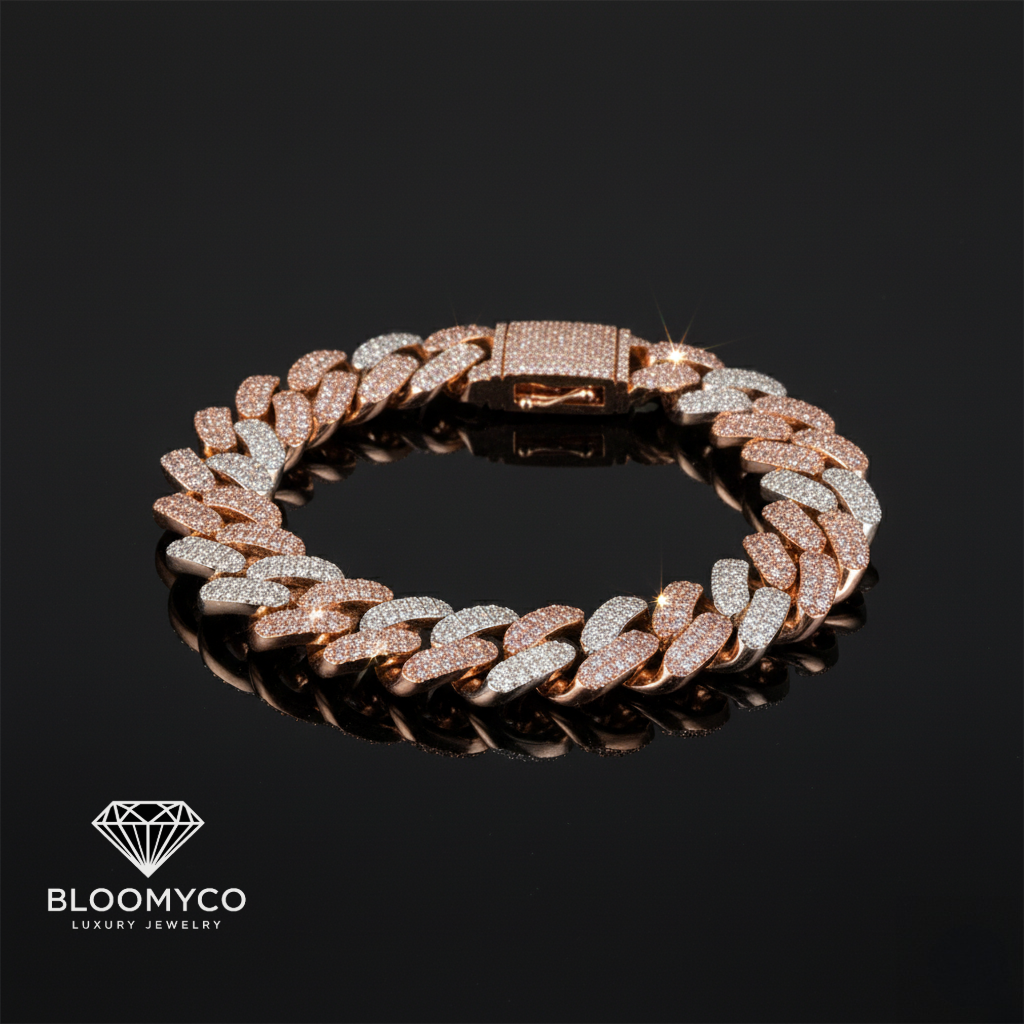 16MM Two-Tone Silver Moissanite Cuban Bracelet – Heavy Iced Statement Piece