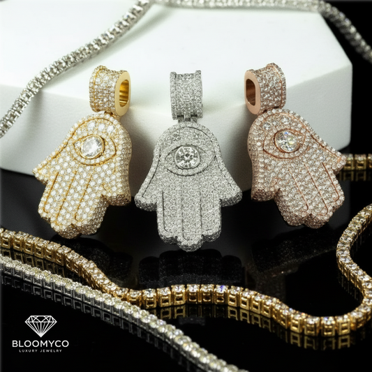 ✨ Hamsa Moissanite Pendant 10k gold