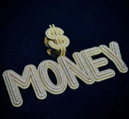 Custom Heart Bail Fully Iced Out Moissanite Raised Letter Pendant